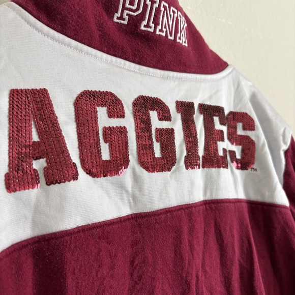 🏈 Victoria’s Secret Pink Texas A&M Aggies Football Sequin Sweater- size L - Picture 6 of 7